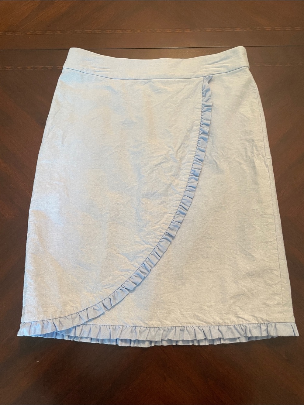 J Crew Light Blue Faux Wrap Skirt Size 2